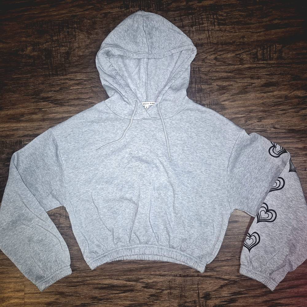 Celebrity Pink Light Gray Hoodie with Heart Sleeve